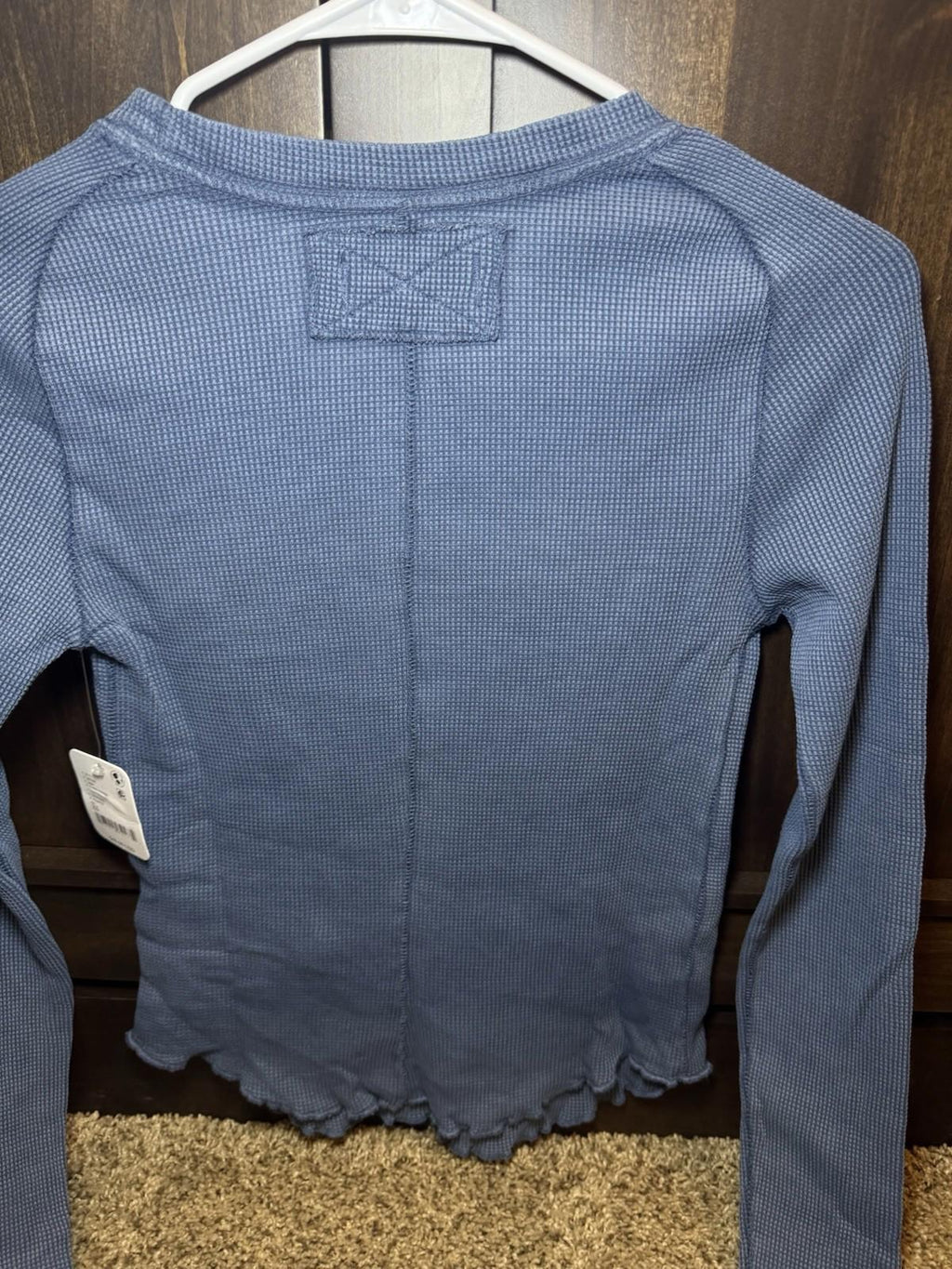 NEW Free People Easy Does It Tee Long Sleeve XS Dark Denim NWT