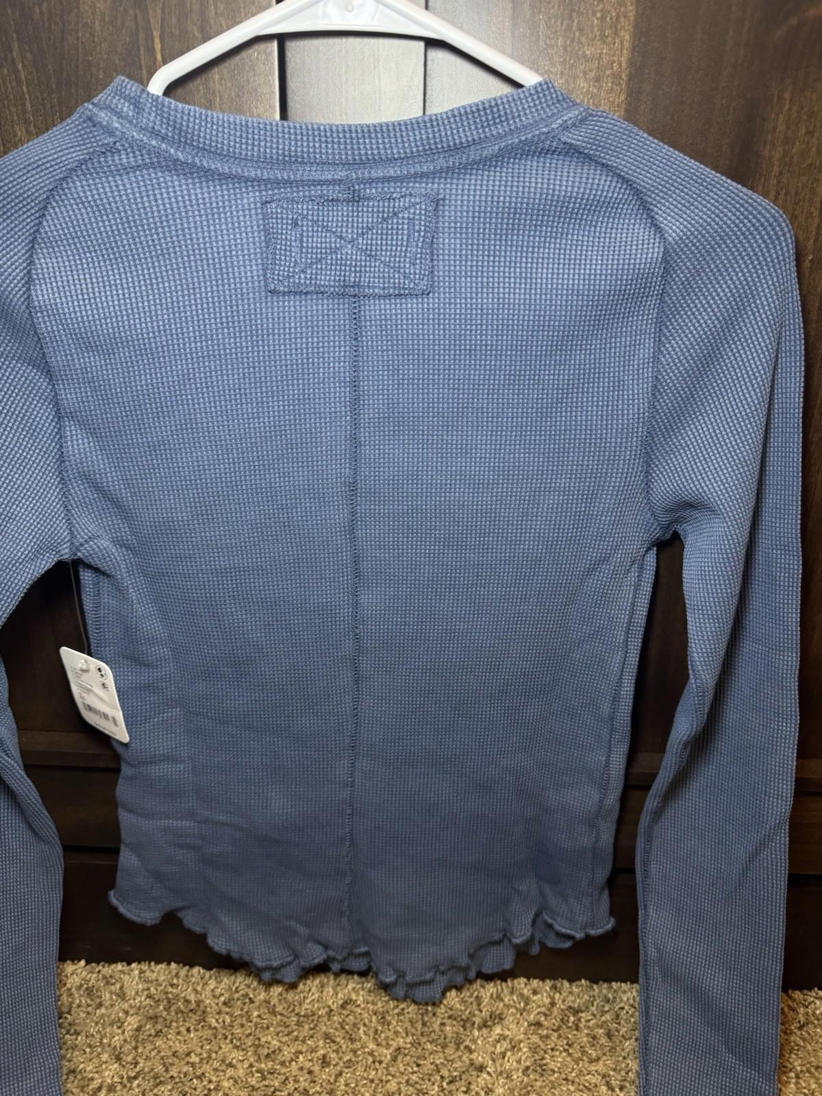 NEW Free People Easy Does It Tee Long Sleeve XS Dark Denim NWT