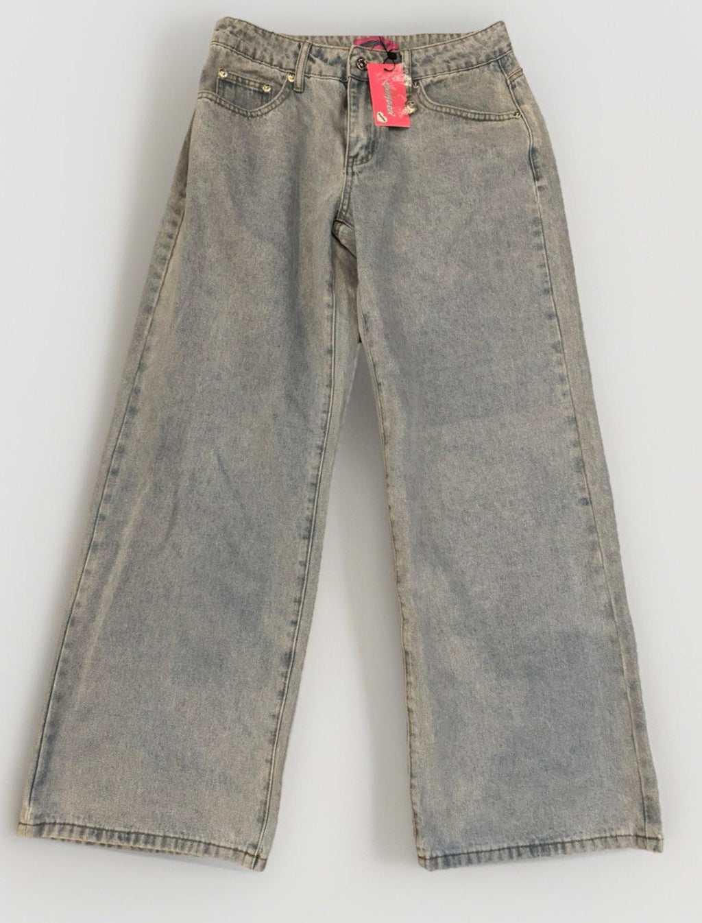 NEW NWT Edikted Petite Raelynn Washed Low Rise Jeans Sz S Petite Light blue