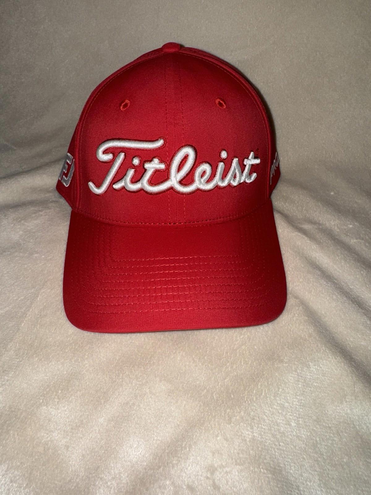 Titleist Golf Tour Performance FJ Pro V1 Adjustable Red Hat Cap White Embroidery