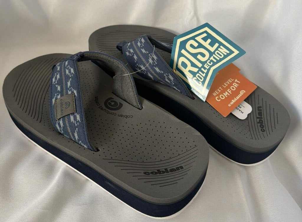 Cobian Mens Camino Rise Blue Flip flops size 8 NWT Summer travel comfort