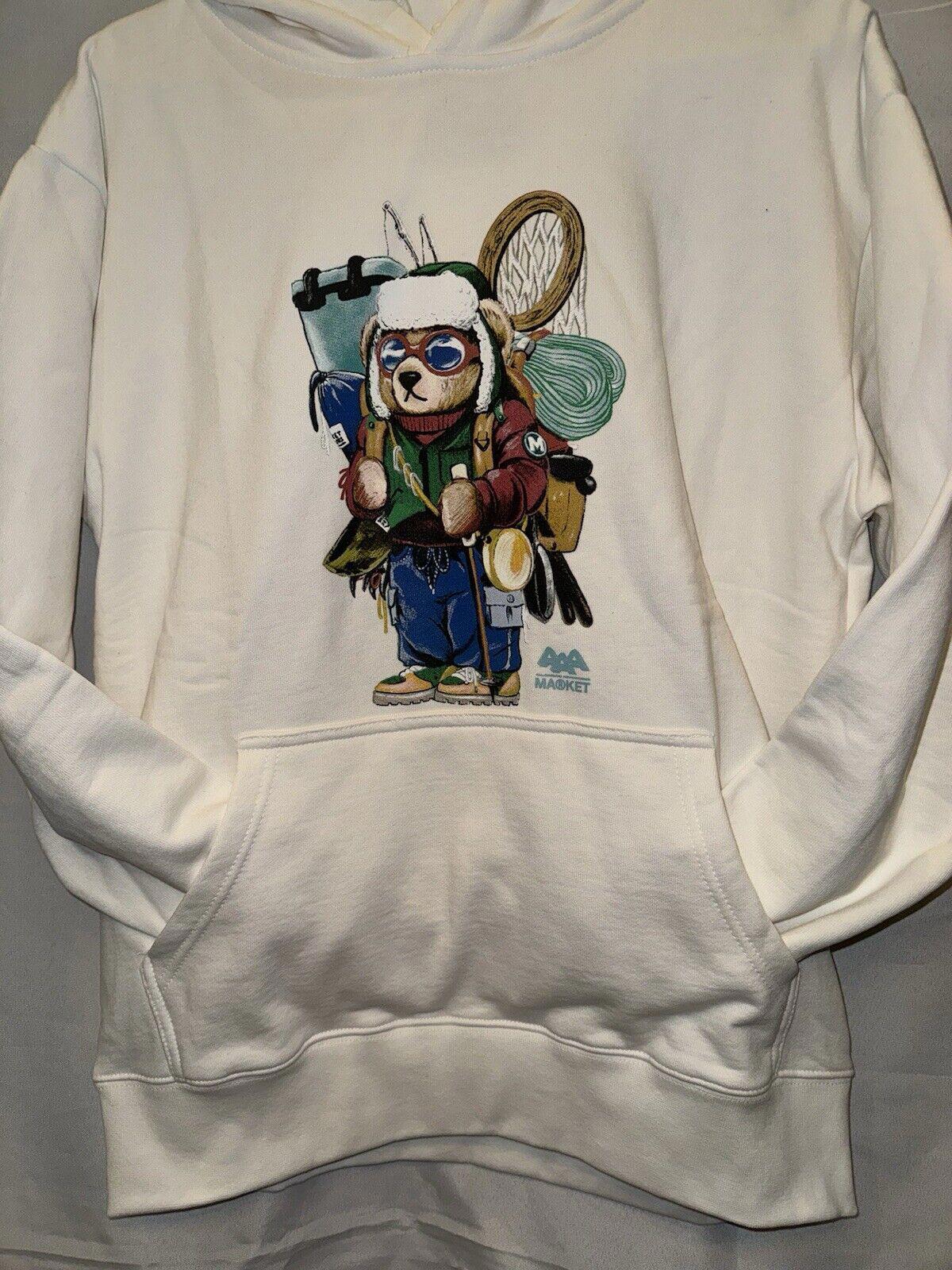 MARKET Brand White Ultralight BEAR Hoodie New Fall LARGE