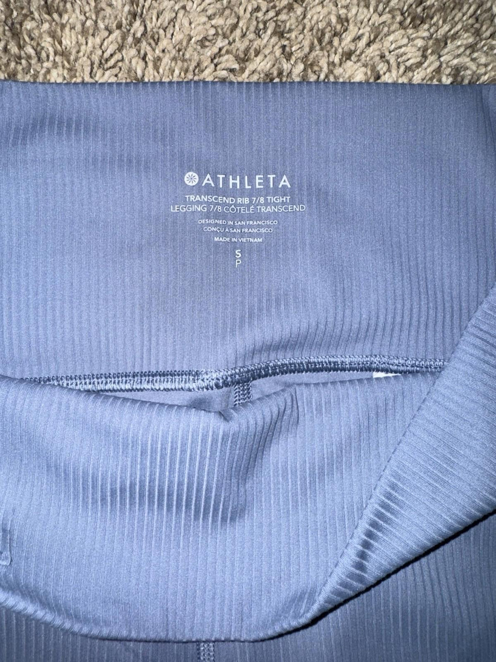 NEW! Athleta Elation Rib Tight Yoga Legging Shadow Blue High Rise Small