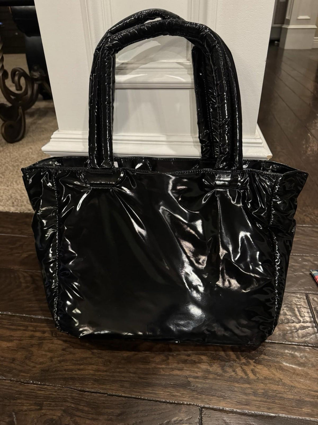 NEW! Athleta All About Shine Black Puff Tote Bag NWT