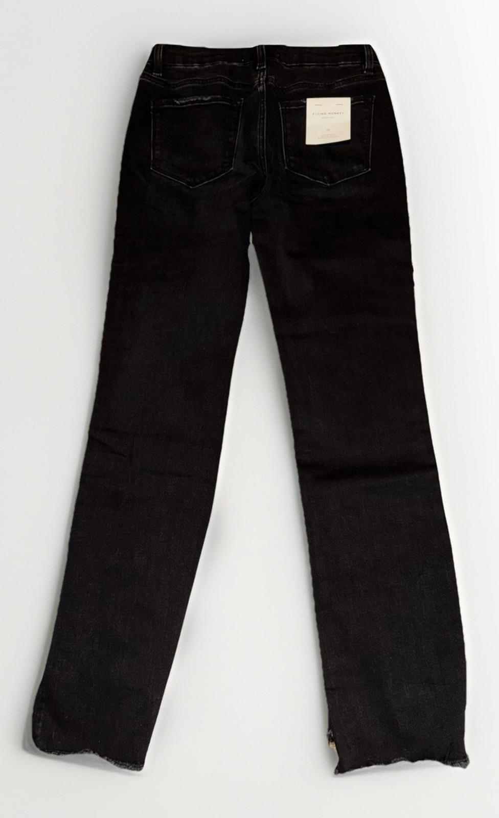 Flying Monkey Delta Dawn - BLACK LABEL Straight Crop Uneven Hem Jeans Sz 28 NEW