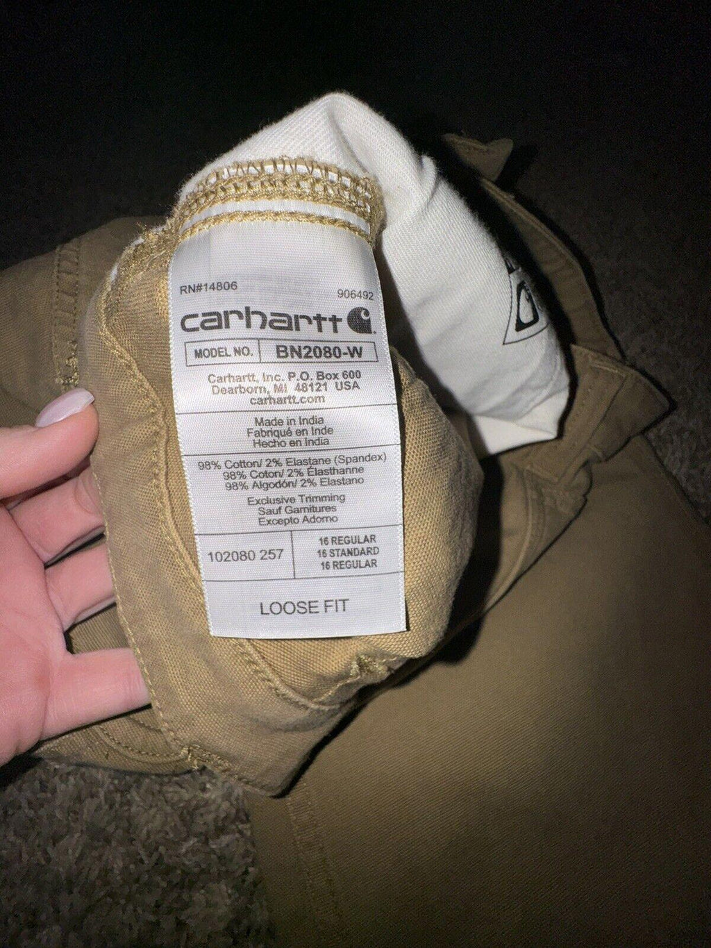 Carhartt Women Rugged Loose Fit Canvas Pant Khaki 16 Reg