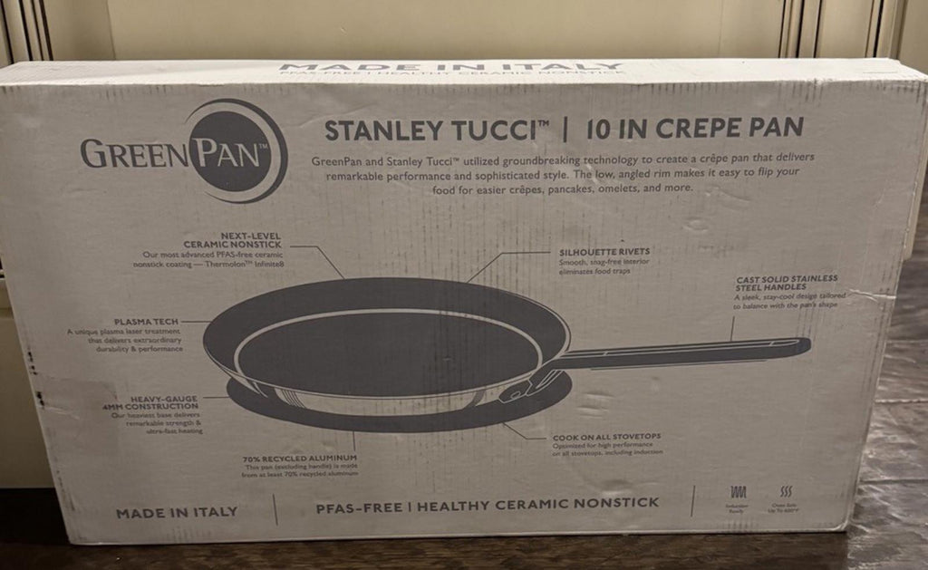 Williams Sonoma GreenPan Stanley Tucci™ Ceramic Nonstick 10” Crepe Pan White NIB