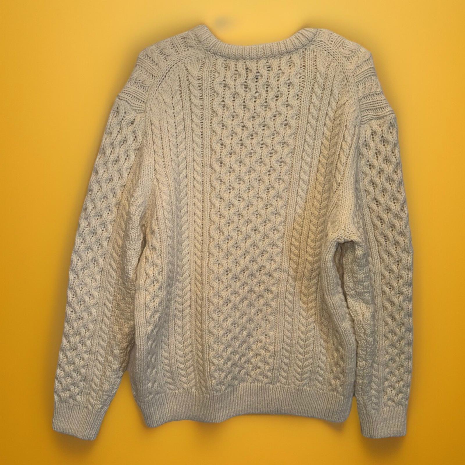 NEW Brixton Classic Fisherman Cable Knit Sweater in oatmeal color Size L
