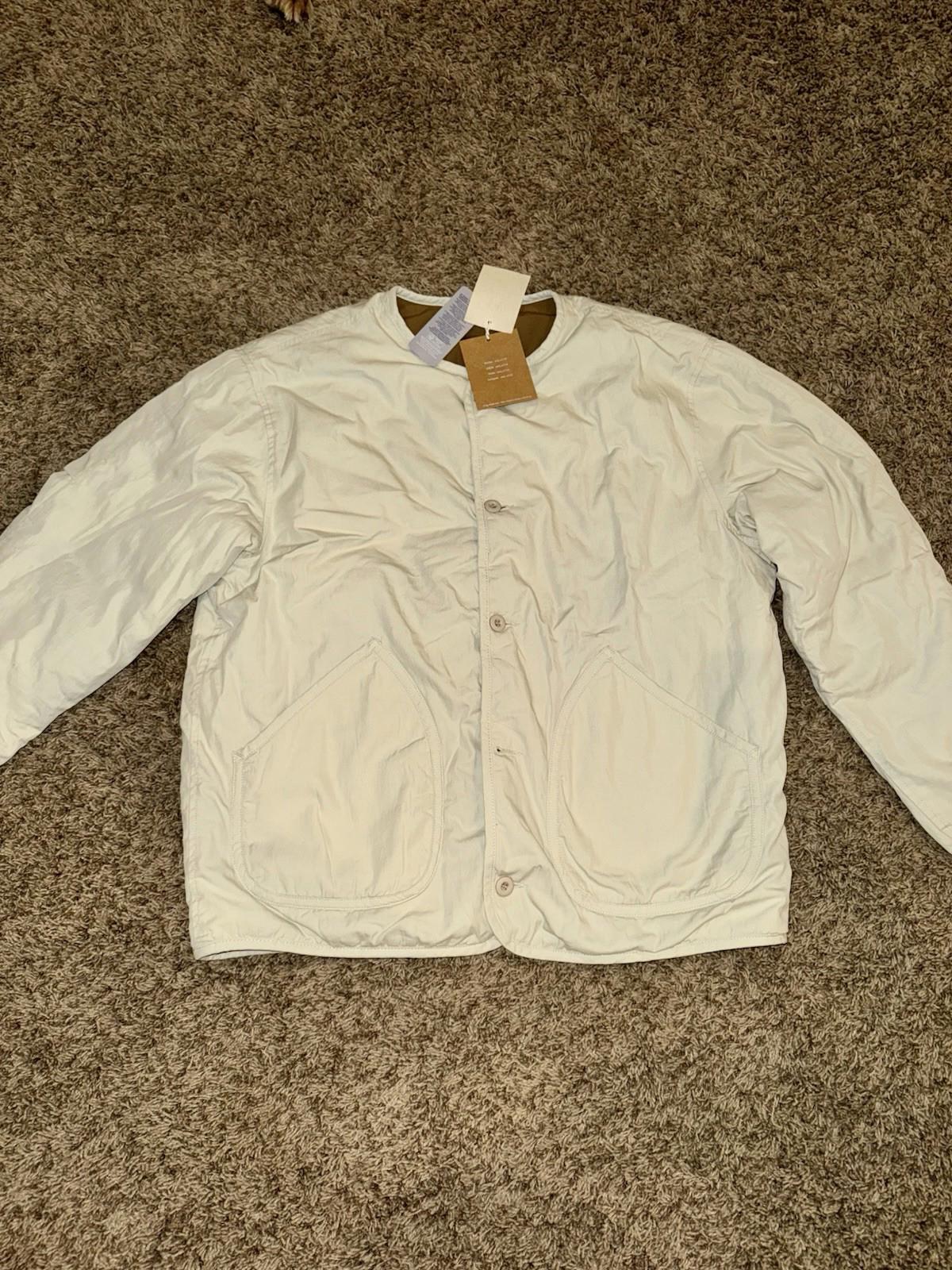 Annitude OSFM Buttonup Jacket Top Linen Mandarin Collar Pockets Womens Tan NEW