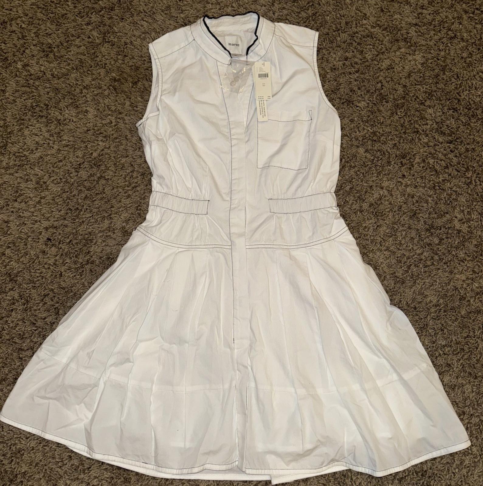 MAEVE V-Neck Fit & Flare Shirtdress Women's Size XS Blue Motif MSRP $148