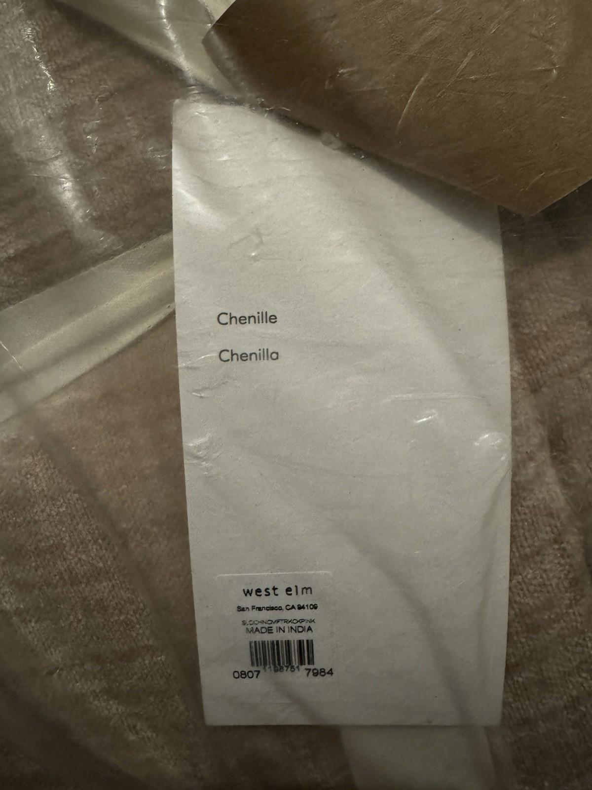 West Elm Chenille Linear Comforter. Taupe. King NEW