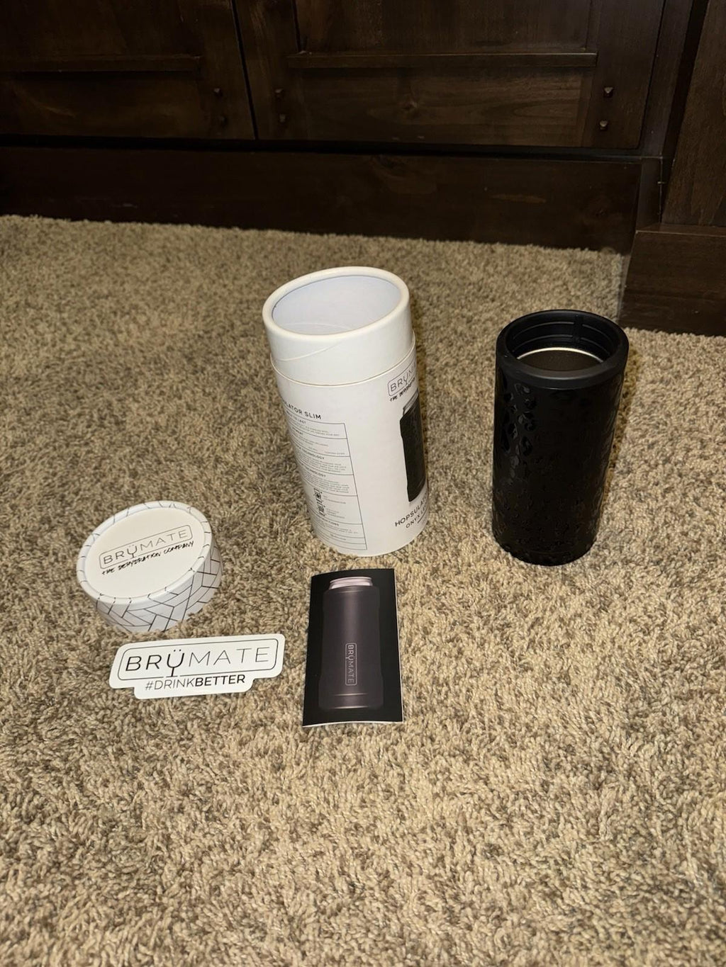 Brumate Hopsulator Slim Can Cooler Tumbler 12 oz Drink Holder Onyx Leopard Black