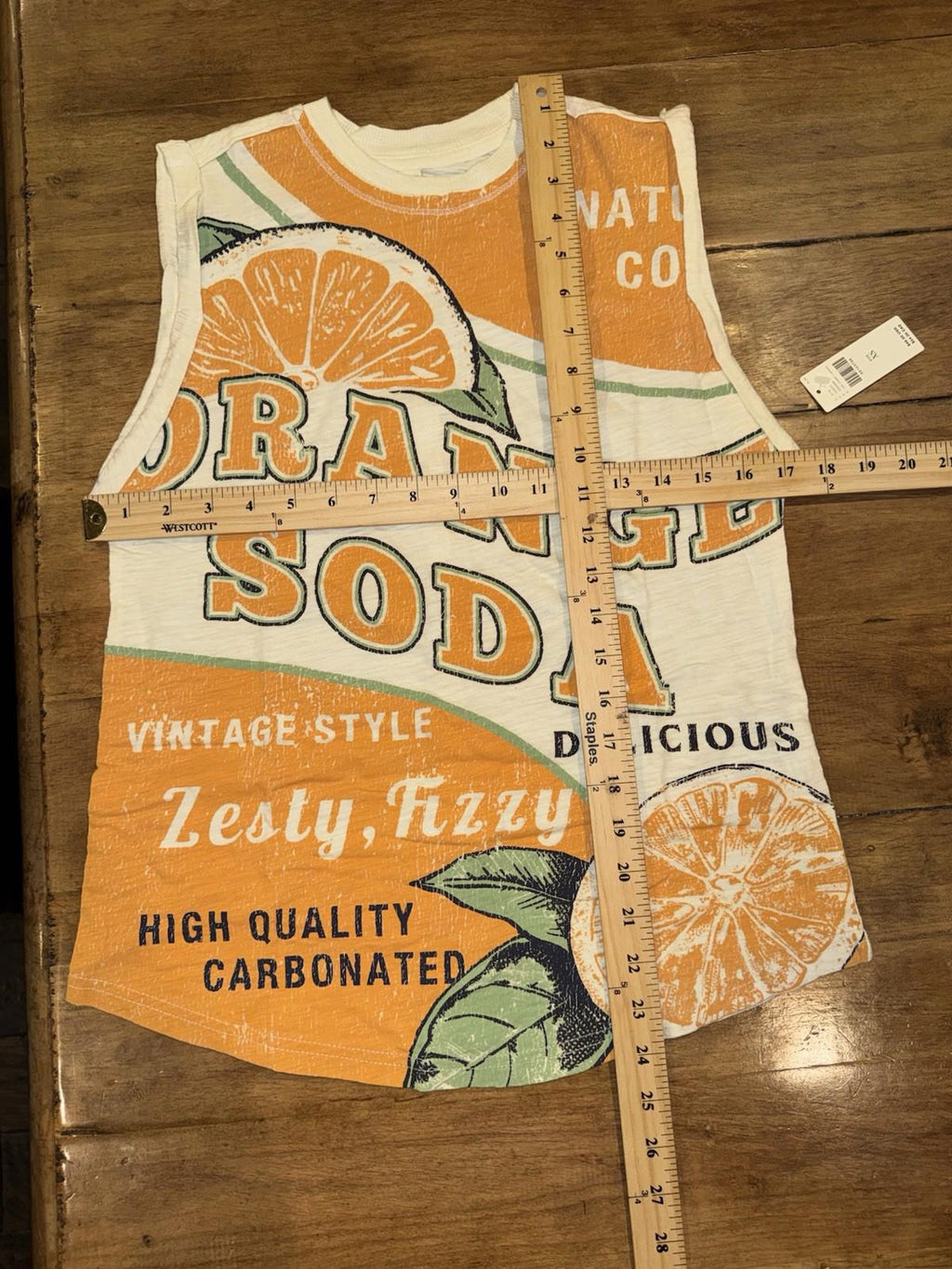 Anthropologie Pilcro Vinnie Cotton Graphic Muscle Tee Womens Size XS Orange Soda
