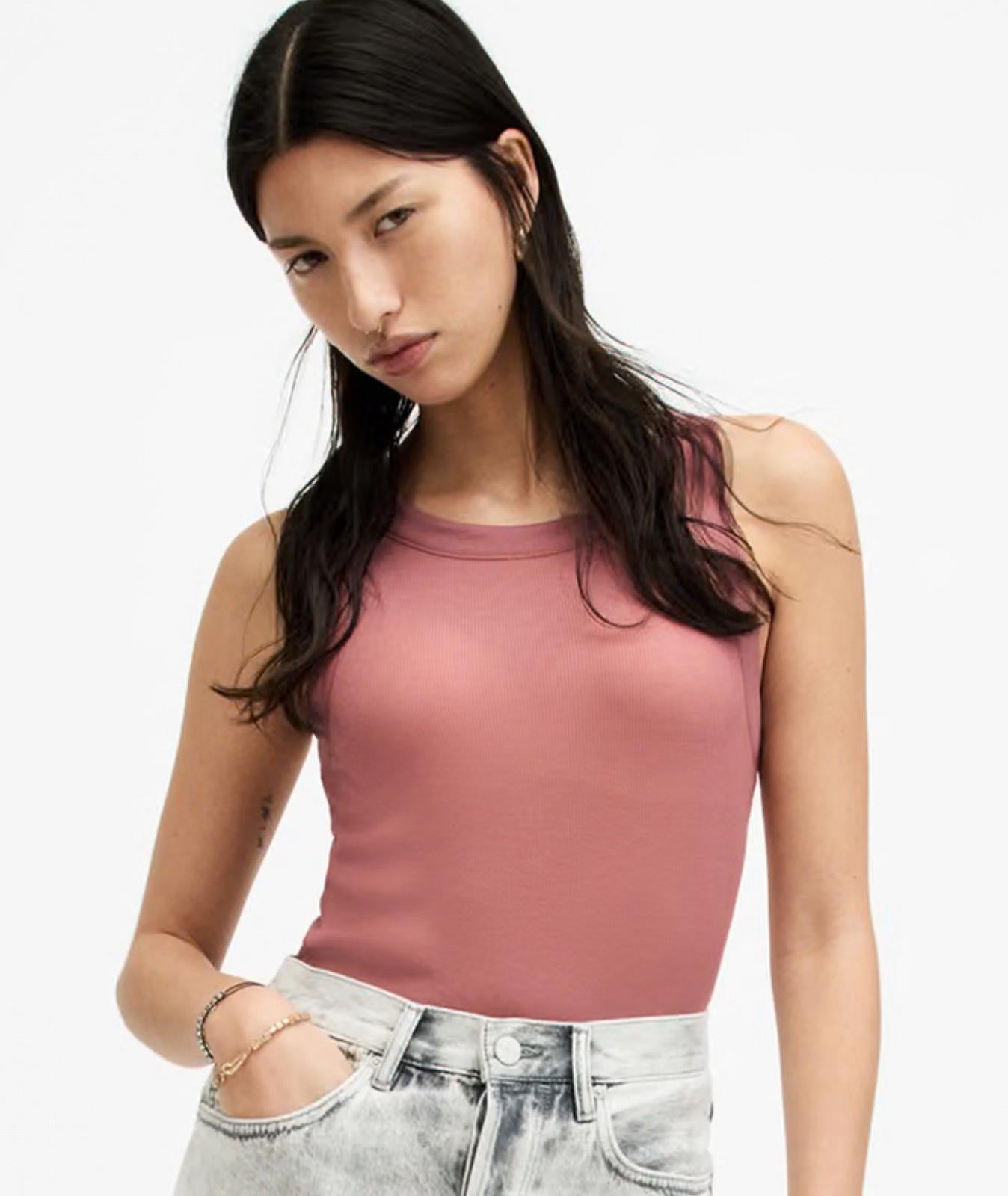 New Allsaints Rina tank top in Ash Rose Pink, US size 4 NWT SOLD OUT ONLINE!
