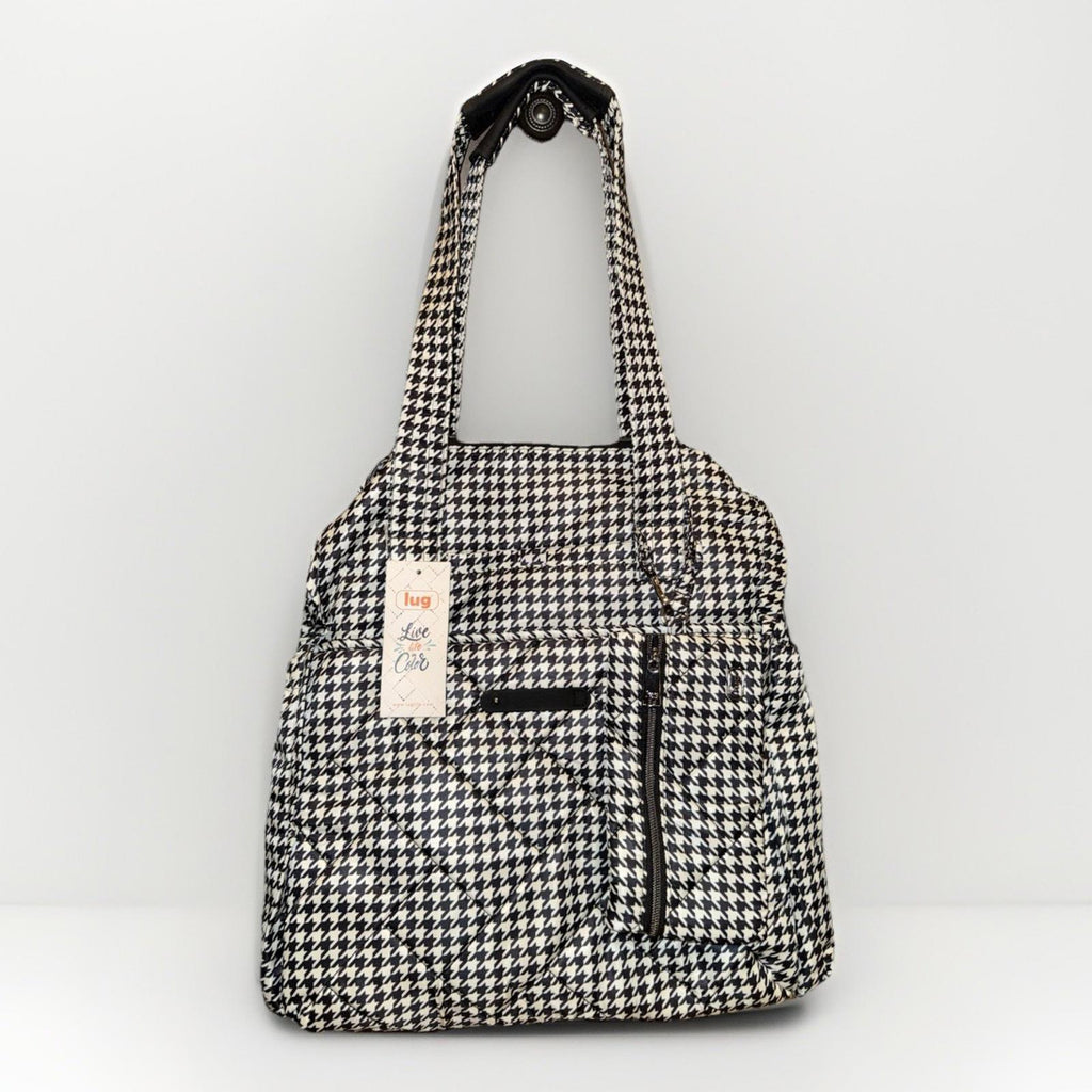RARE Lug Saunter Classic Duffel & Sway Pouch Travel Bag In Black Houndstooth NEW