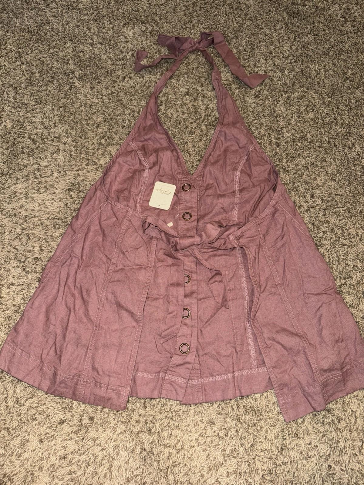 New Free People Scout Linen Halter Top Size S SOLD OUT ONLINE! $98 MSRP