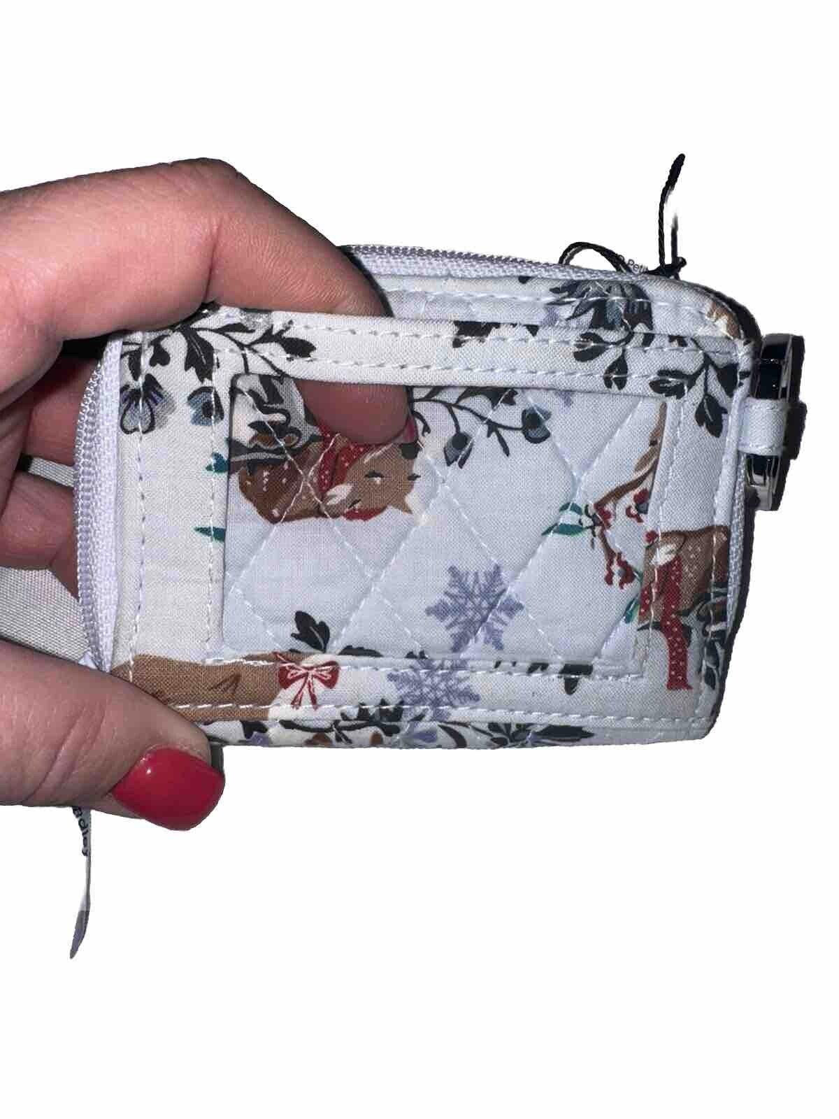 RETIRED Vera Bradley RFID Petite Zip Around Wallet Merry Mischief Snow Day Deer