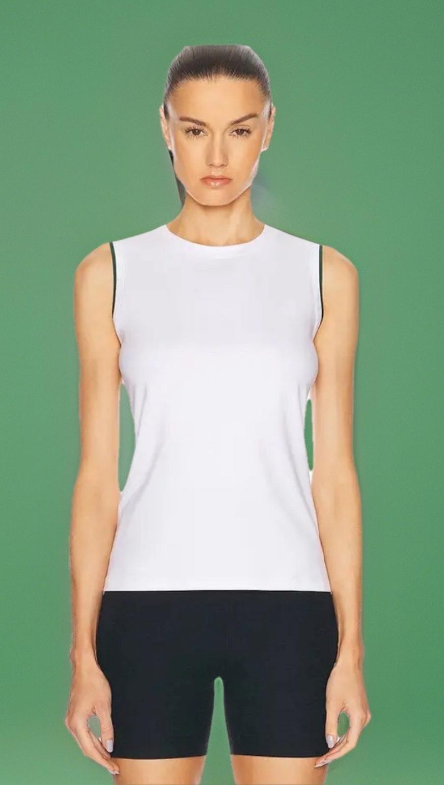 VARLEY Arton Performance Tank Top. Medium. White with Forest green NEW MSRP $72