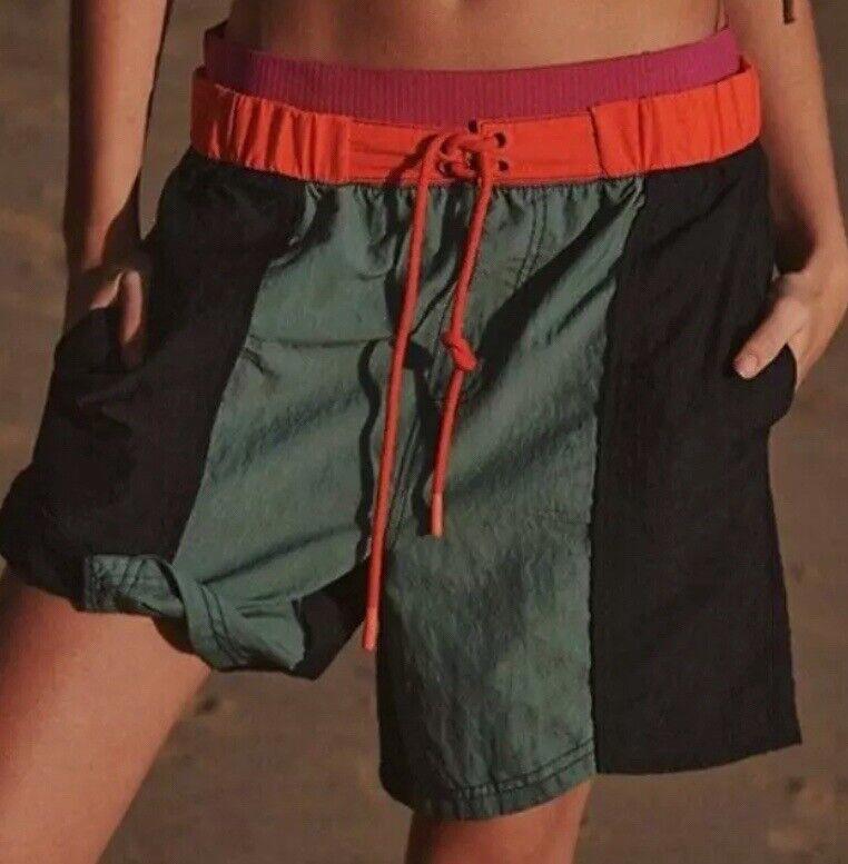 Free People Sun Daze Board Shorts Navy Colorblock S NWOT