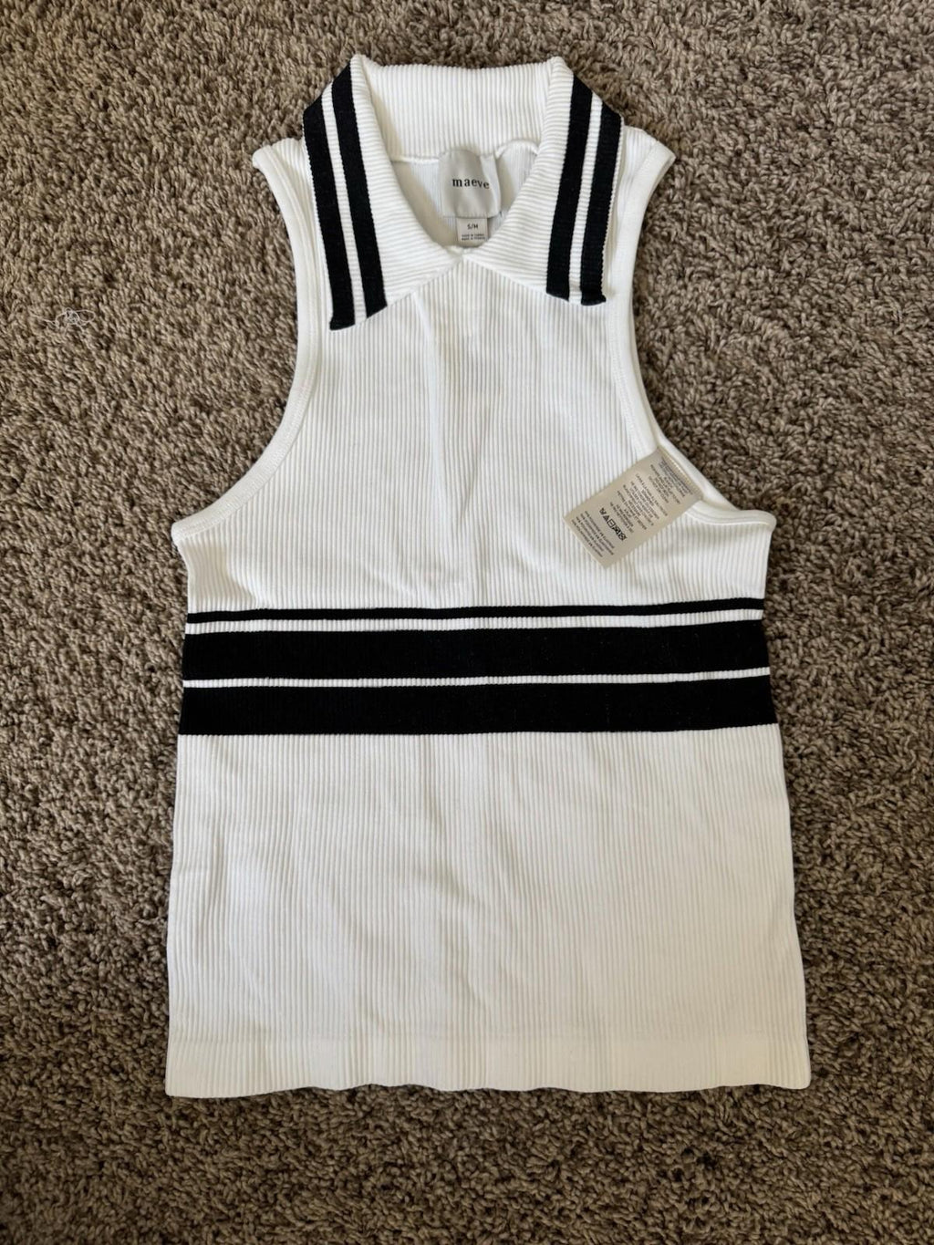 NEW! Maeve Anthropologie Ribbed Polo Tank Top SM NWT SOLD OUT ONLINE MSRP $58