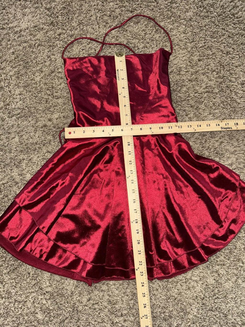Women Satin Mini Dress Vintage Sleeveless Backless Lace-up A-line Short Dress SM