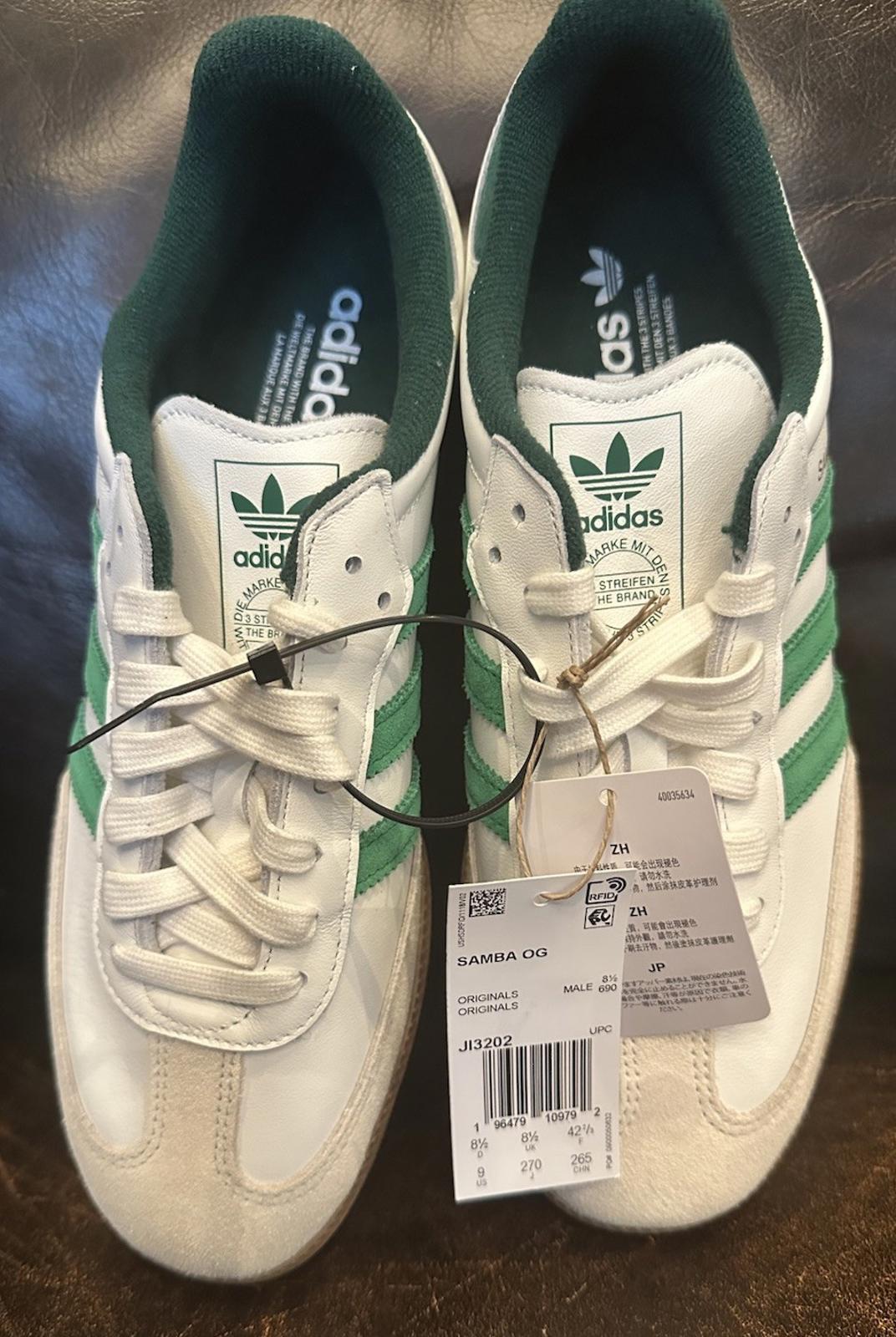 Adidas Samba OG shoe "Cloud White/Collegiate Green” 9 M NEW!
