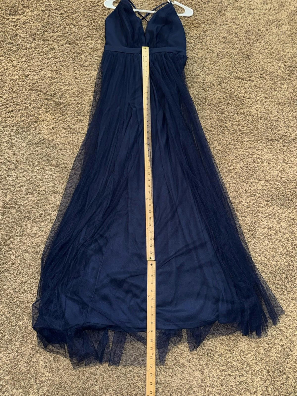 Lulus Rare Beauty Navy Blue Tulle Backless Maxi Dress M NEW!