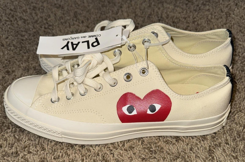 NEW Converse X Comme Des Garcon Play CDG Chuck Taylor Low Cream  12  W / 10 Men