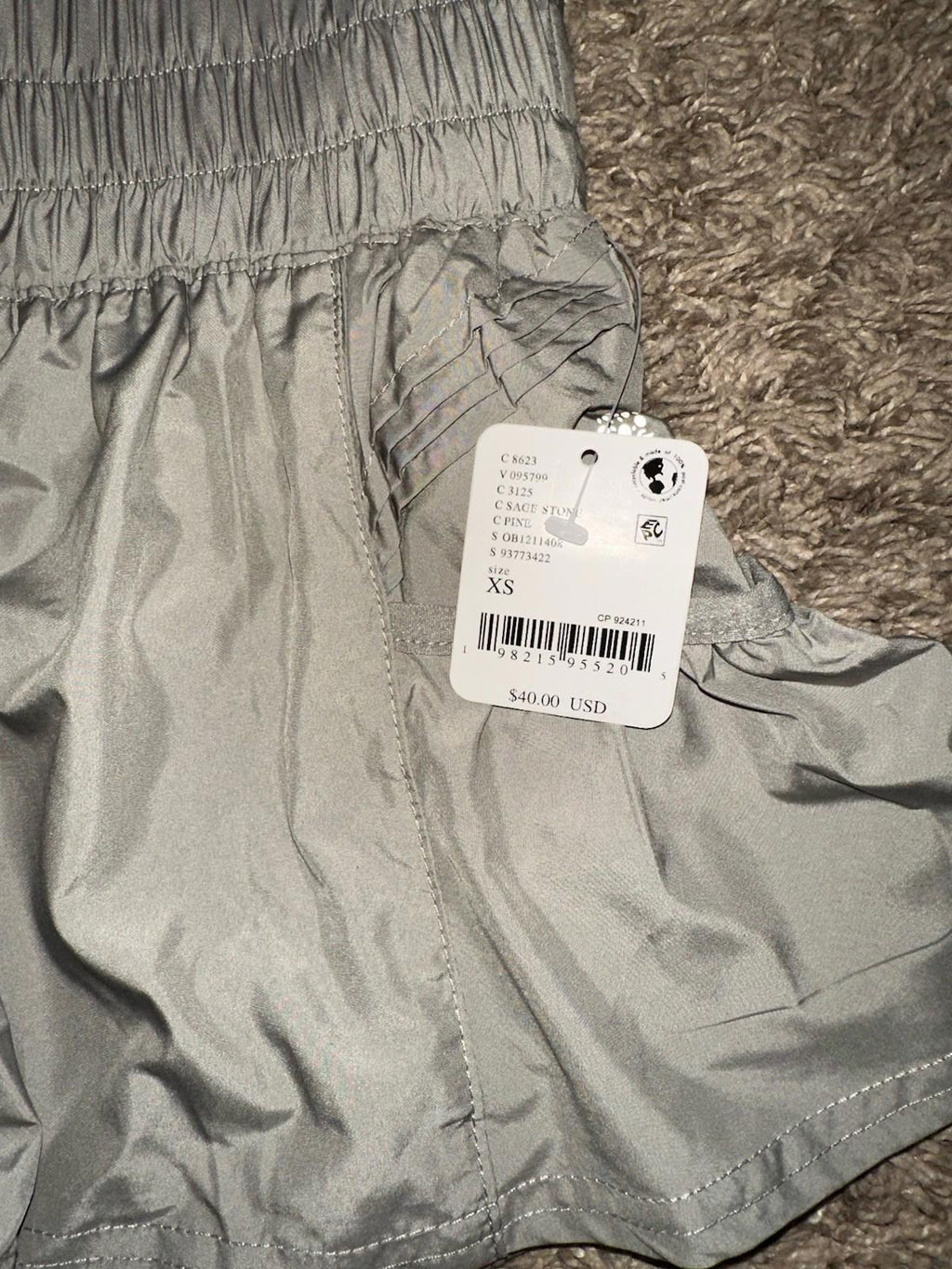 NEW! Free People Movement Get Your Flirt On Shorts Sz XS SAGE STONE COLOR.