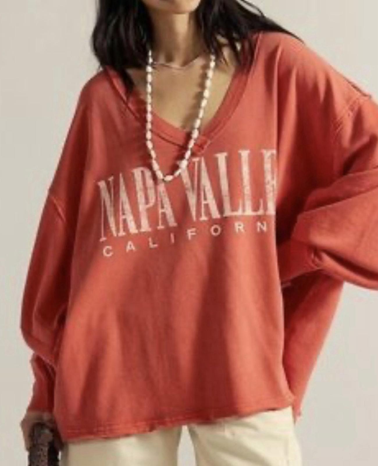 We the Free People Venice V Neck Graphic Sweatshirt Napa Valley Womens Size S