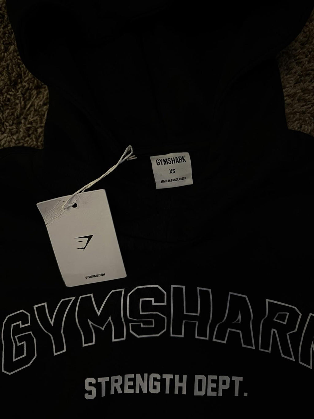 G308 GYMSHARK Strength Department Graphic Oversized Hoodie Black Womens Size XS