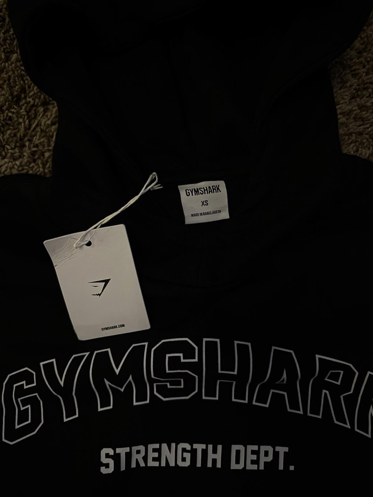 G308 GYMSHARK Strength Department Graphic Oversized Hoodie Black Womens Size XS