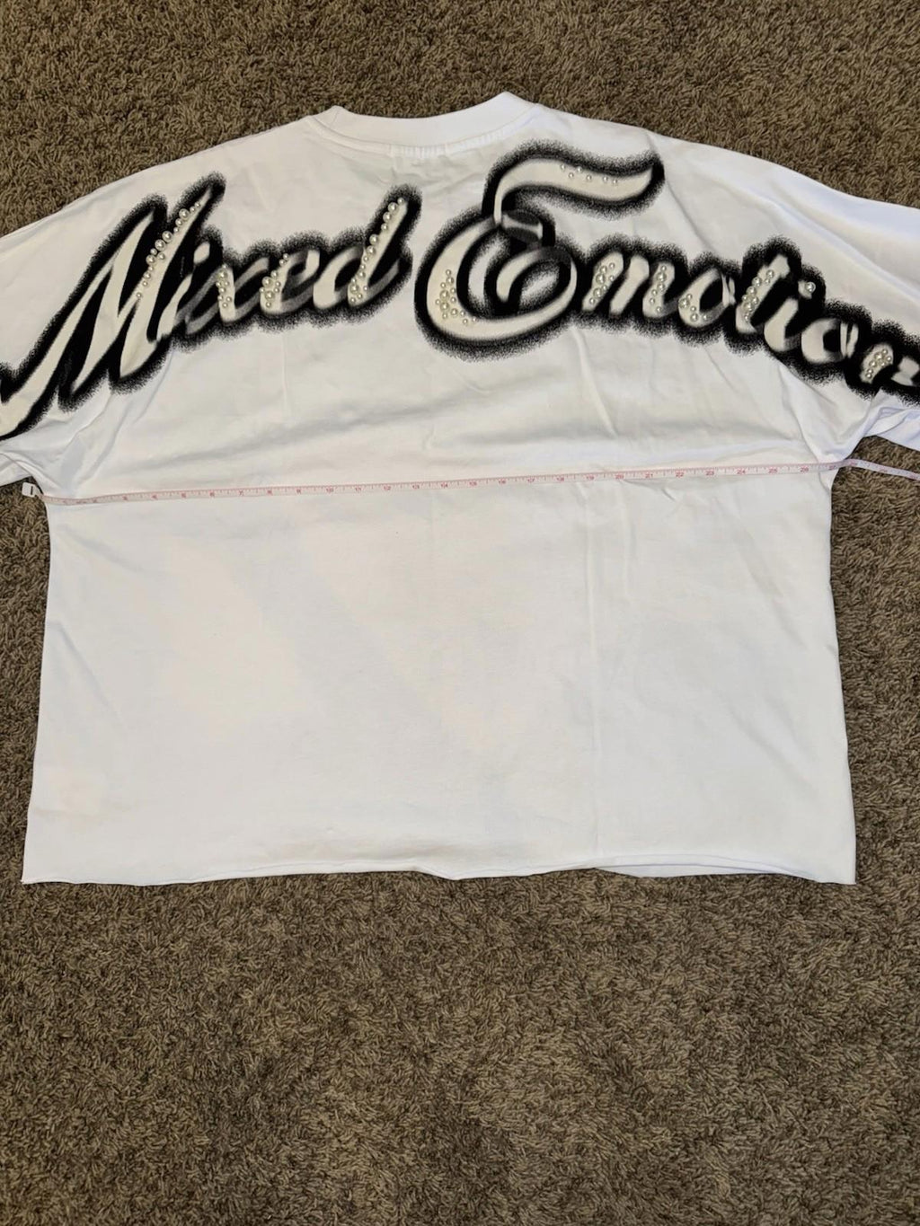 NEW Mixed Emotion White PEARL Cropped Tee Mens Streetwear High-Quality XXL