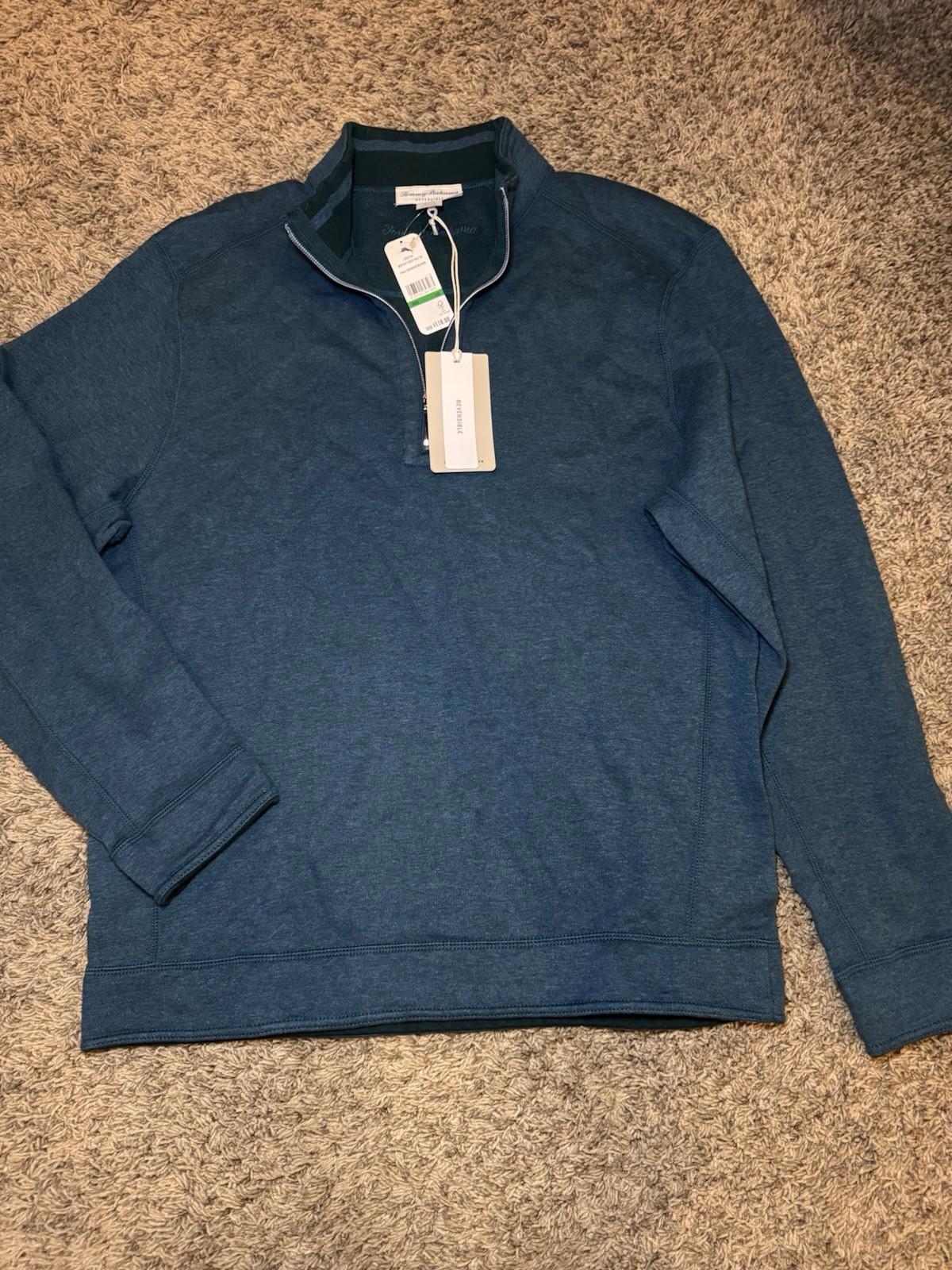 NWT Tommy Bahama Men's NEW FLIP COAST HALF ZIP16464-SEAGROVE HEATHER Large NEW