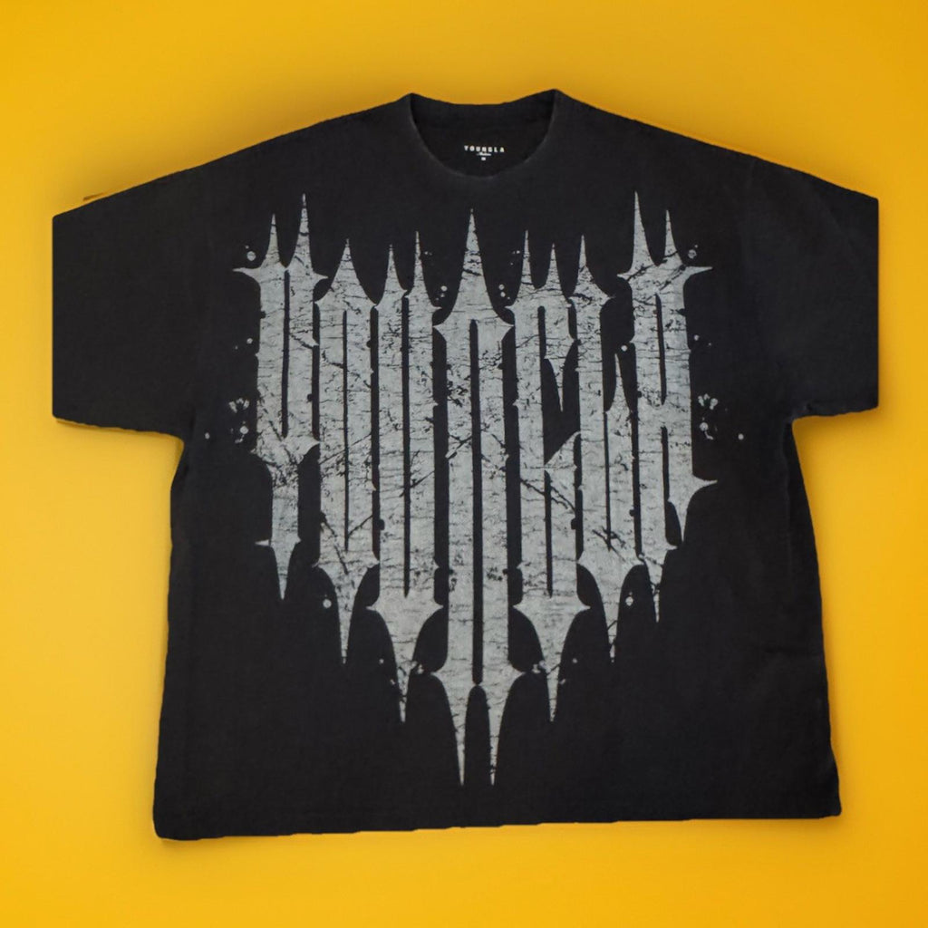 YOUNGLA (SOLD OUT)- 4156 - REVENGE TEES - BLACK WASH - MEDIUM