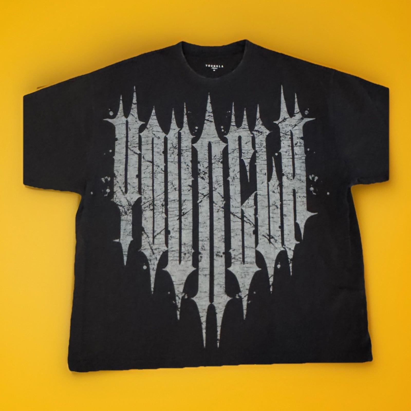 YOUNGLA (SOLD OUT)- 4156 - REVENGE TEES - BLACK WASH - MEDIUM