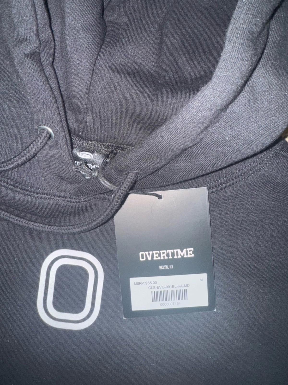 Overtime Sweatshirt Mens MED Black Hoodie Streetwear Center Logo Basketball