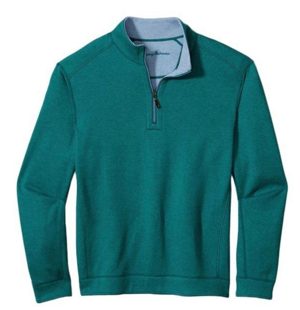 NWT Tommy Bahama Men's NEW FLIP COAST HALF ZIP16464-SEAGROVE HEATHER Large NEW