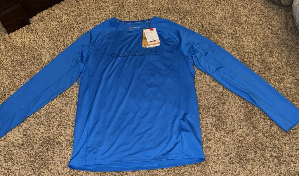 Mammut Selun FL Longsleeve Shirt Mens Large Glacier blue Performance Logo Hiking