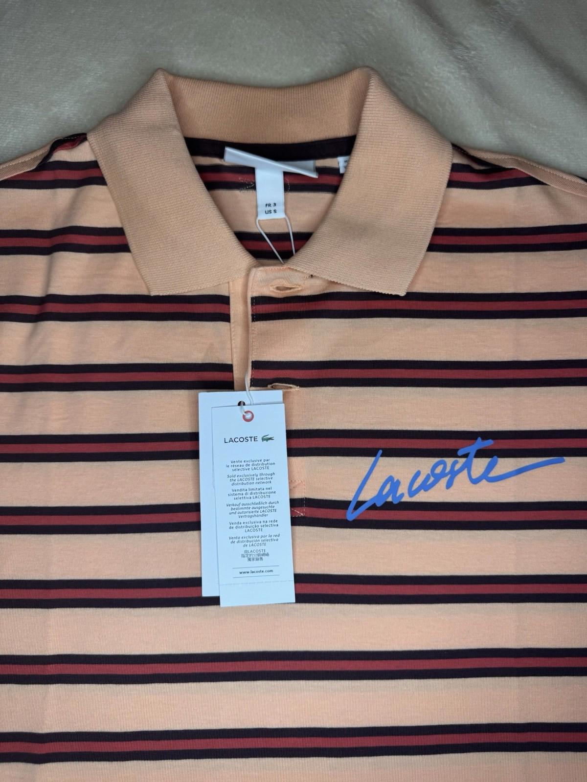 NEW! Lacoste Men's Regular Fit Cotton Polo Striped Shirt Small NWT