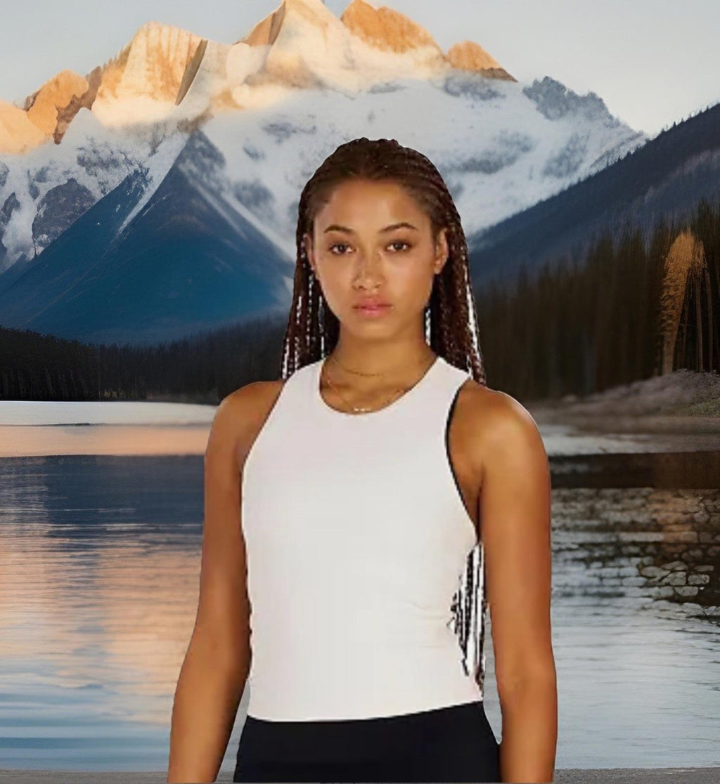 Alwrld Ivory Ribbed Racerback Cropped Athletic Tank Top NWOT