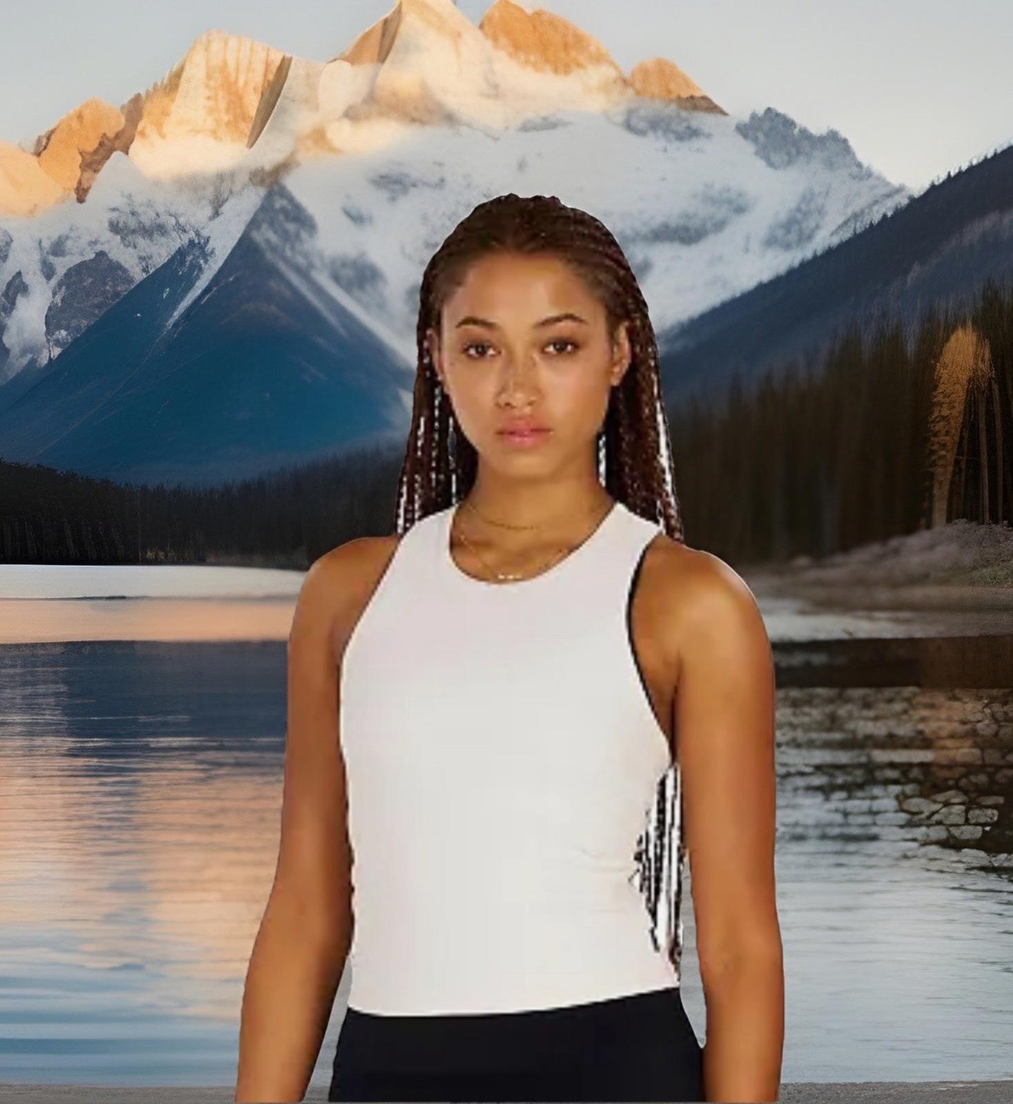 Alwrld Ivory Ribbed Racerback Cropped Athletic Tank Top NWOT