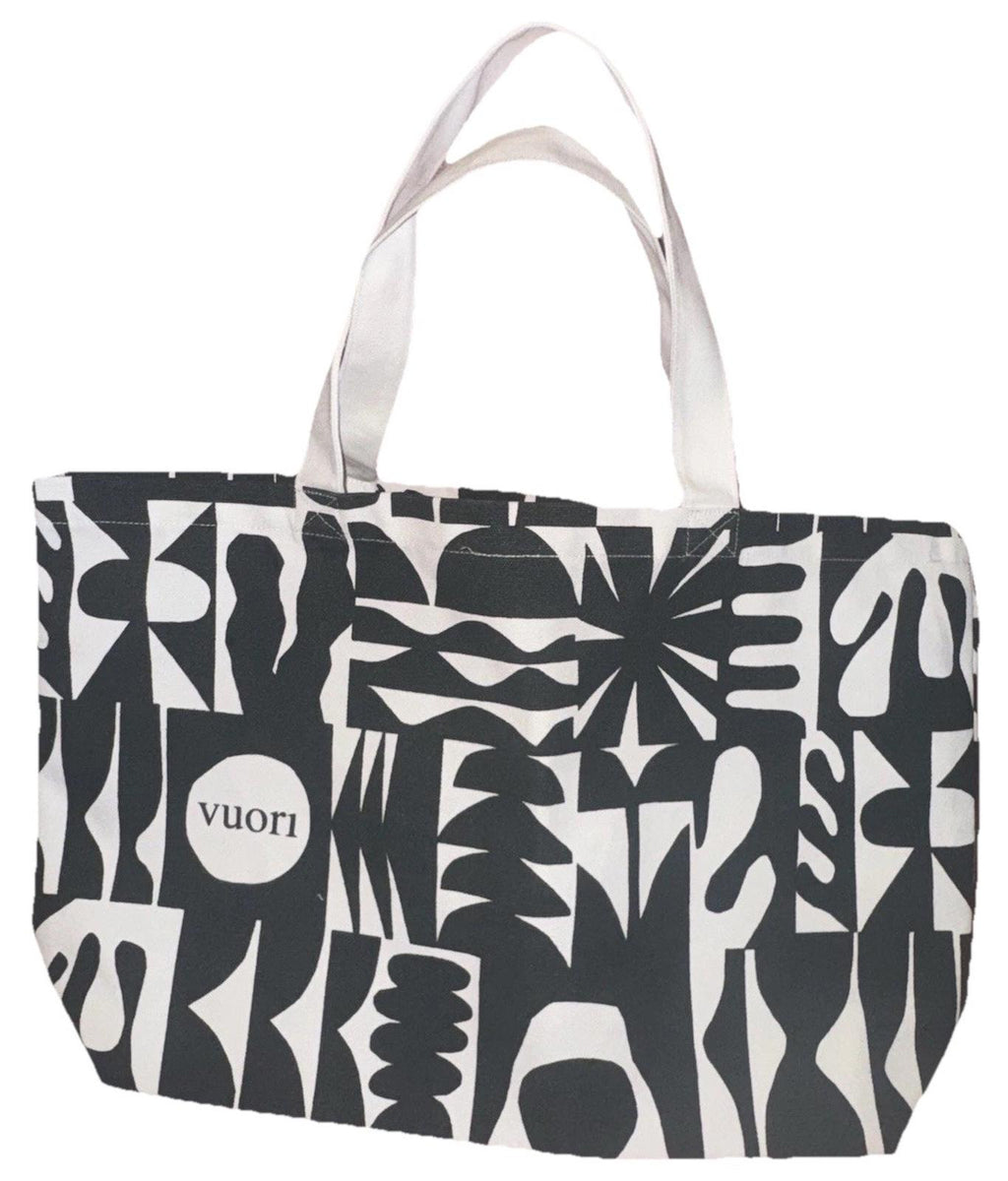 Vuori Canvas Printed Tote Extra Large 24x15 Green/White Double Handles New