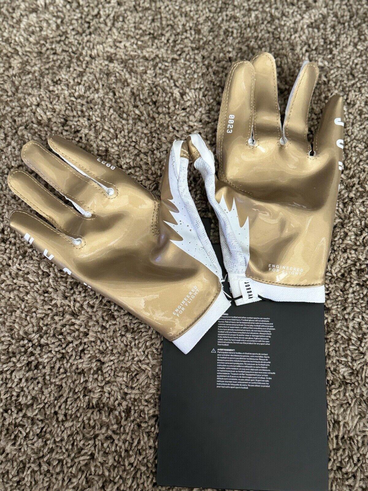 Nike Jordan Vapor Knit 4.0 Football Gloves White Gold sz MED