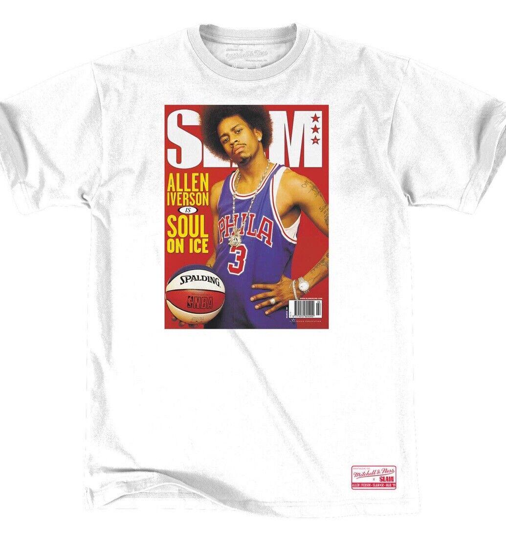 MITCHELL & NESS Allen Iverson 1999 Slam Magazine Cover White Large Tee 76ers NEW