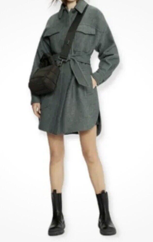 TED BAKER Wool Blend Emerii Belted Oversized Shacket Sz6
