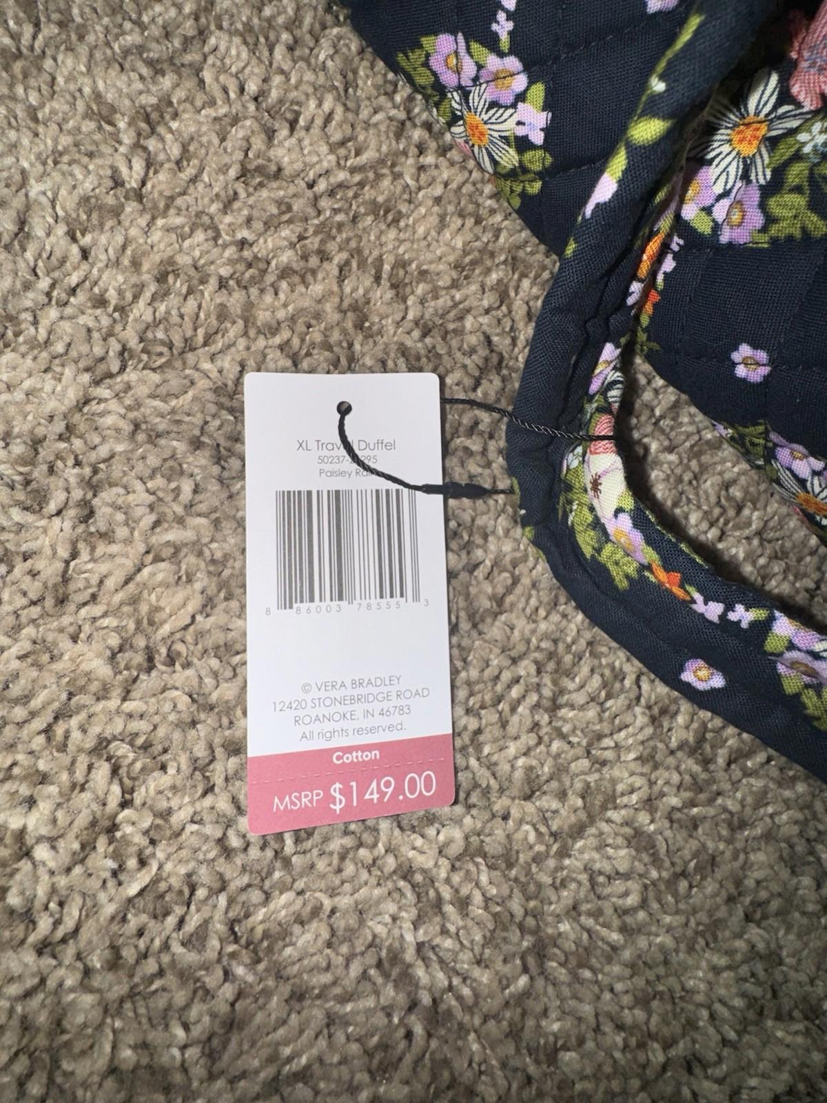 Vera Bradley Paisley Rain (flowers) XL Traveler Duffel Bag NWT
