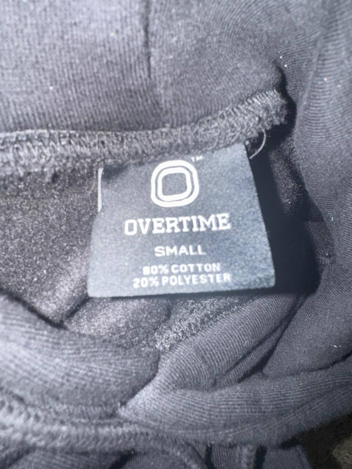 Overtime Sweatshirt Mens MED Black Hoodie Streetwear Center Logo Basketball