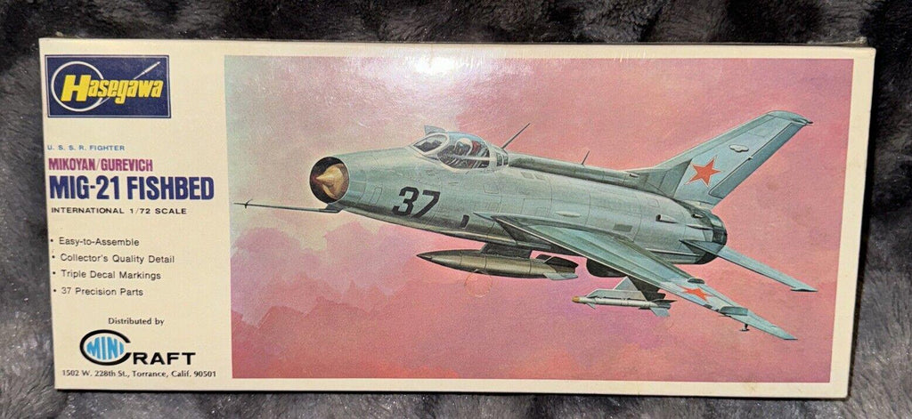 VTG HASEGAWA MODEL KIT 1:72 MIKOYANGUREVICH MIG-21 FISHBED KIT 1:72 Vintage RARE