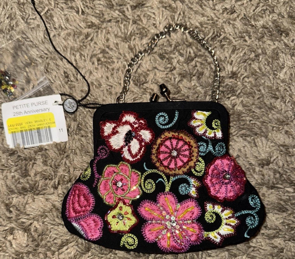 Vera Bradley 25th Anniversary Petite Purse Bag Embroidered Beaded And Kiss Lock